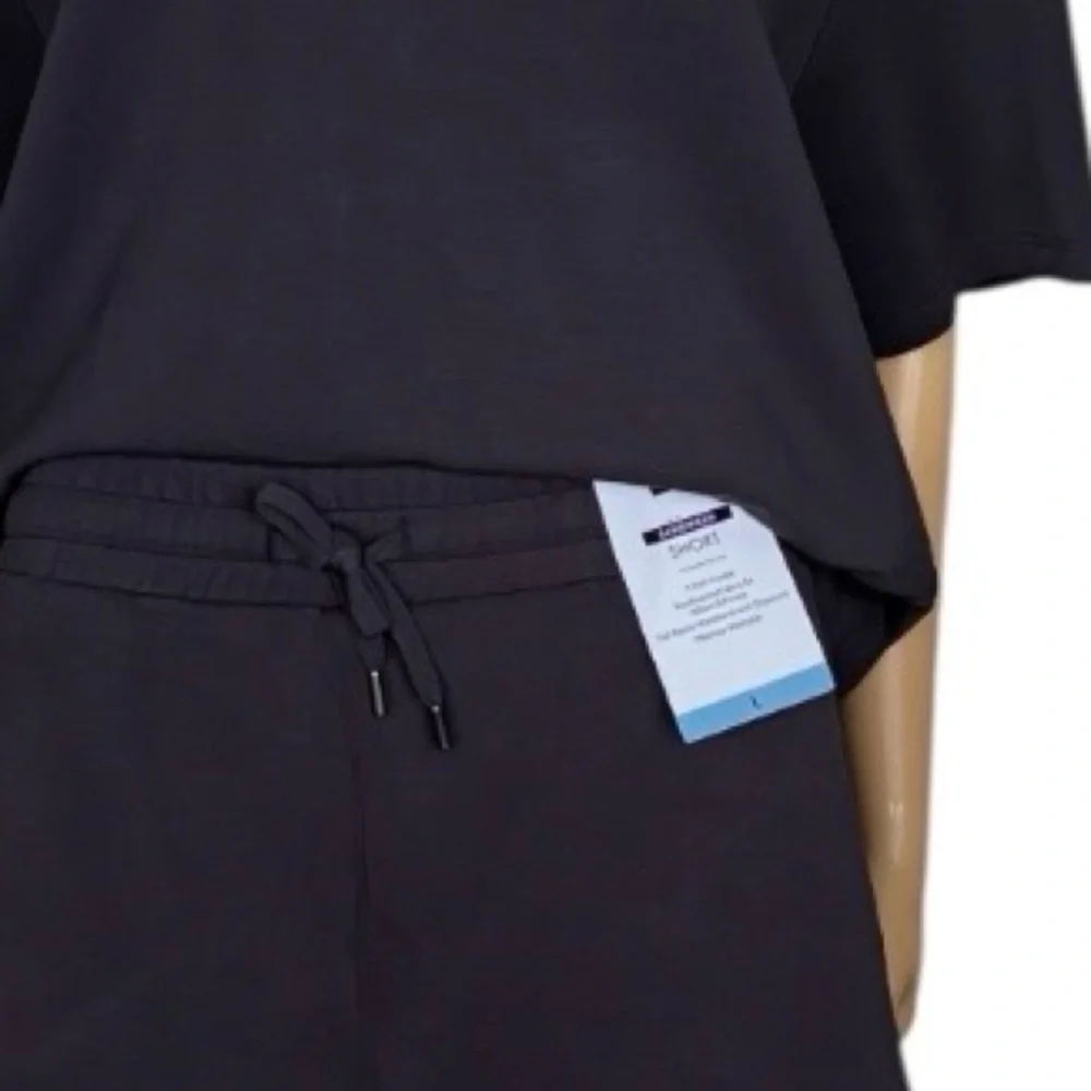 MEMBERS MARK WOMENS Knit Pajama/Lounge Short Sleeve Short Set/Black/Pockets 😍 - Picture 7 of 9